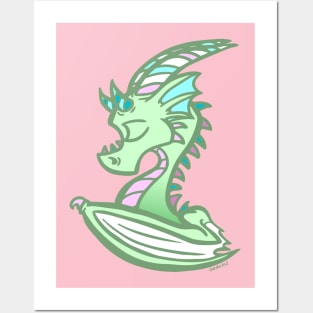 Minty Green Dragon Posters and Art